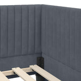 Cornice del letto ad angolo Grigio scuro 90 cm x 190 cm Velluto