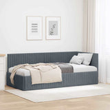 Cornice del letto ad angolo Grigio scuro 90 cm x 190 cm Velluto