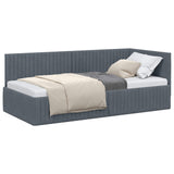 Cornice del letto ad angolo Grigio scuro 90 cm x 190 cm Velluto