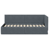 Cornice del letto ad angolo Grigio scuro 90 cm x 190 cm Velluto