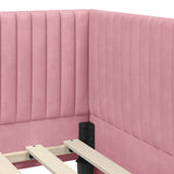 Cornice del letto ad angolo Rosa 90 cm x 190 cm Velluto