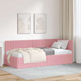 Cornice del letto ad angolo Rosa 90 cm x 190 cm Velluto