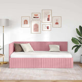 Cornice del letto ad angolo Rosa 90 cm x 190 cm Velluto