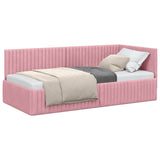 Cornice del letto ad angolo Rosa 90 cm x 190 cm Velluto