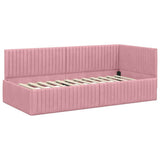 Cornice del letto ad angolo Rosa 90 cm x 190 cm Velluto
