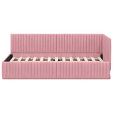 Cornice del letto ad angolo Rosa 90 cm x 190 cm Velluto