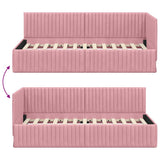 Cornice del letto ad angolo Rosa 90 cm x 190 cm Velluto