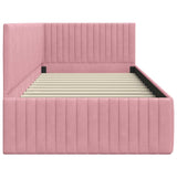 Cornice del letto ad angolo Rosa 90 cm x 190 cm Velluto