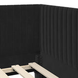 Cornice del letto ad angolo Nero 90 cm x 190 cm Velluto