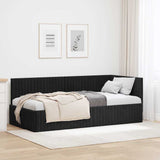 Cornice del letto ad angolo Nero 90 cm x 190 cm Velluto