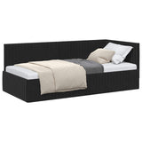 Cornice del letto ad angolo Nero 90 cm x 190 cm Velluto