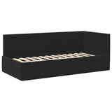 Cornice del letto ad angolo Nero 90 cm x 190 cm Velluto