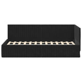 Cornice del letto ad angolo Nero 90 cm x 190 cm Velluto