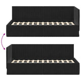 Cornice del letto ad angolo Nero 90 cm x 190 cm Velluto