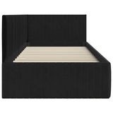 Cornice del letto ad angolo Nero 90 cm x 190 cm Velluto