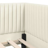 Cornice del letto ad angolo Crema 90 cm x 190 cm Velluto