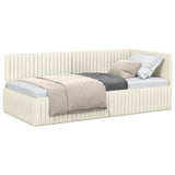 Cornice del letto ad angolo Crema 90 cm x 190 cm Velluto