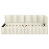 Cornice del letto ad angolo Crema 90 cm x 190 cm Velluto