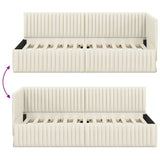 Cornice del letto ad angolo Crema 90 cm x 190 cm Velluto
