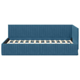 Cornice del letto ad angolo Blu 100 cm x 200 cm Velluto