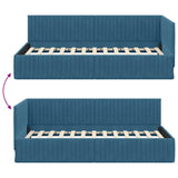 Cornice del letto ad angolo Blu 100 cm x 200 cm Velluto