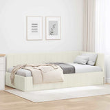 Cornice del letto ad angolo Crema 90 cm x 190 cm Velluto