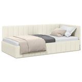 Cornice del letto ad angolo Crema 90 cm x 190 cm Velluto
