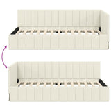 Cornice del letto ad angolo Crema 90 cm x 190 cm Velluto