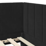 Cornice del letto ad angolo Nero 90 cm x 200 cm Velluto