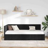 Cornice del letto ad angolo Nero 90 cm x 200 cm Velluto