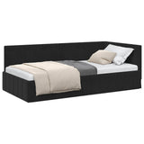 Cornice del letto ad angolo Nero 90 cm x 200 cm Velluto