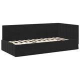 Cornice del letto ad angolo Nero 90 cm x 200 cm Velluto