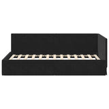 Cornice del letto ad angolo Nero 90 cm x 200 cm Velluto