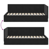 Cornice del letto ad angolo Nero 90 cm x 200 cm Velluto