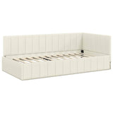 Cornice del letto ad angolo Crema 90 cm x 200 cm Velluto