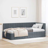 Cornice del letto ad angolo Grigio scuro 90 cm x 200 cm Velluto