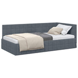 Cornice del letto ad angolo Grigio scuro 90 cm x 200 cm Velluto
