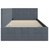 Cornice del letto ad angolo Grigio scuro 90 cm x 200 cm Velluto
