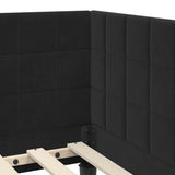 Cornice del letto ad angolo Nero 100 cm x 200 cm Velluto