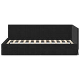 Cornice del letto ad angolo Nero 100 cm x 200 cm Velluto