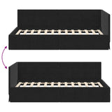 Cornice del letto ad angolo Nero 100 cm x 200 cm Velluto
