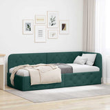 Cornice del letto ad angolo Verde Scuro 80 x 200 cm Tessuto