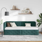 Cornice del letto ad angolo Verde Scuro 80 x 200 cm Tessuto