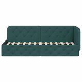 Cornice del letto ad angolo Verde Scuro 80 x 200 cm Tessuto
