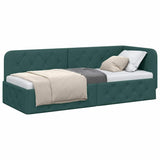 Cornice del letto ad angolo Verde Scuro 80 x 200 cm Tessuto