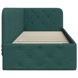 Cornice del letto ad angolo Verde Scuro 80 x 200 cm Tessuto