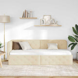 Cornice del letto ad angolo Crema 80 x 200 cm Tessuto