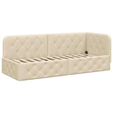 Cornice del letto ad angolo Crema 80 x 200 cm Tessuto