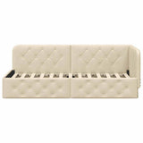 Cornice del letto ad angolo Crema 80 x 200 cm Tessuto
