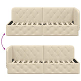 Cornice del letto ad angolo Crema 80 x 200 cm Tessuto